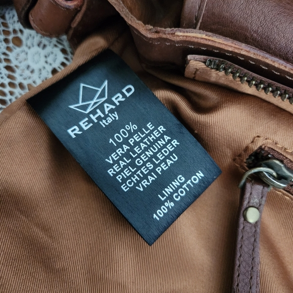 Rehard Italy Brown Leather Crossbody with Basket Weave Flap - Picture 13 of 16